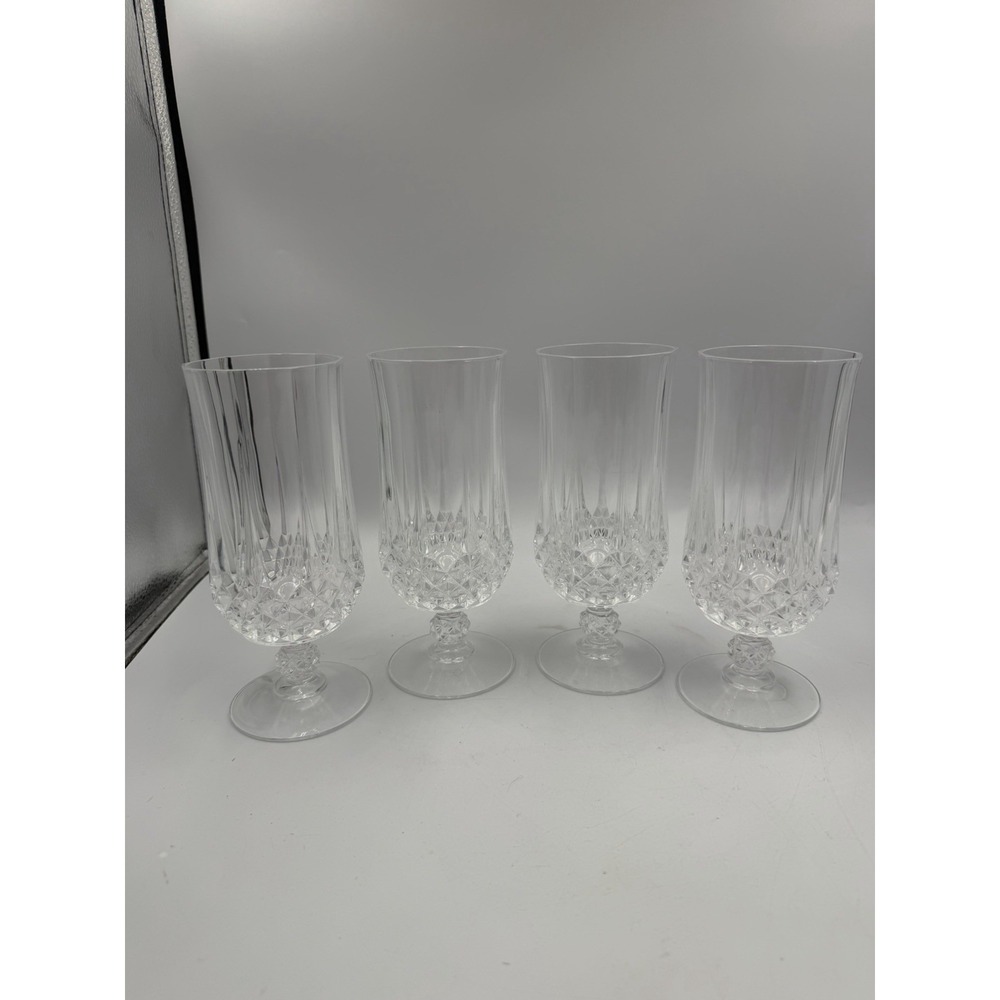 Cristal d'Arques France Longchamp 12oz Set of 4 Iced Tea Goblets Lead Crystal